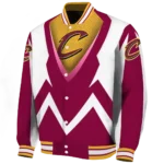 custom cleveland cavaliers v stripes wine white varsity jacket best selling.webp