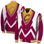 custom cleveland cavaliers v stripes wine white varsity jacket best selling.webp