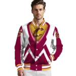 custom cleveland cavaliers v stripes wine white varsity jacket best selling.webp