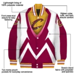 custom cleveland cavaliers v stripes wine white varsity jacket best selling.webp
