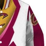 custom cleveland cavaliers v stripes wine white varsity jacket best selling.webp