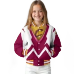 custom cleveland cavaliers v stripes wine white varsity jacket best selling.webp