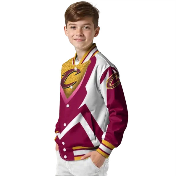 custom cleveland cavaliers v stripes wine white varsity jacket trendy.webp