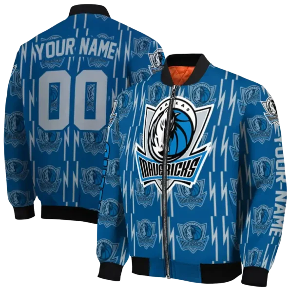 custom dallas mavericks bolt stripe blue bomber jacket fashion forward
