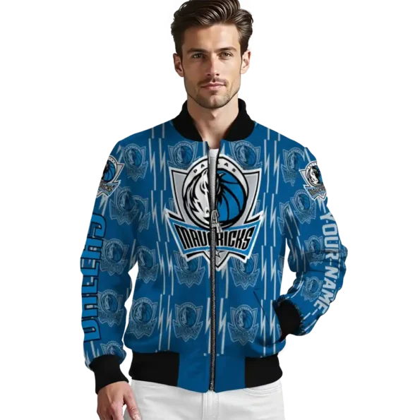 custom dallas mavericks bolt stripe blue bomber jacket high quality
