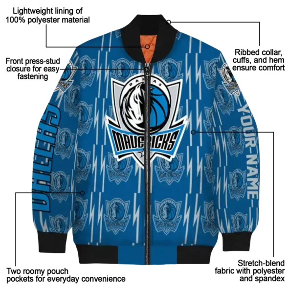 custom dallas mavericks bolt stripe blue bomber jacket new arrival