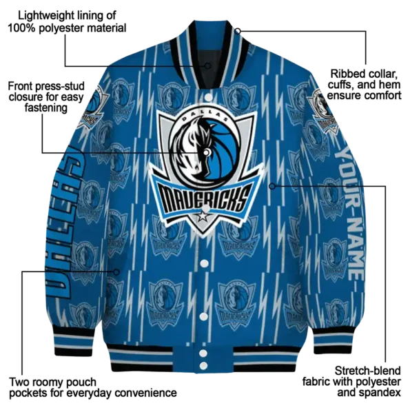 custom dallas mavericks bolt stripe blue varsity jacket new arrival.webp