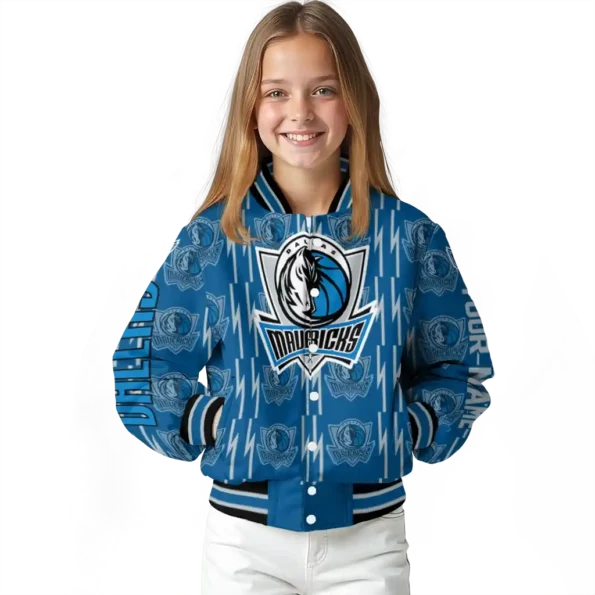custom dallas mavericks bolt stripe blue varsity jacket top rated.webp