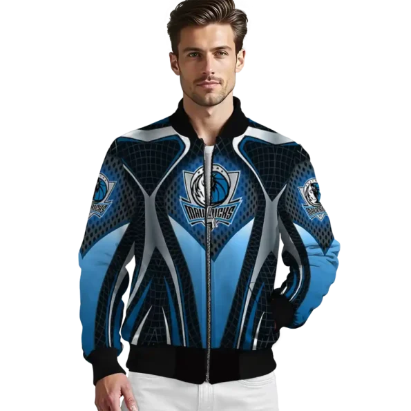 custom dallas mavericks mesh chest black bomber jacket high quality