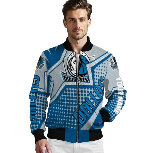 custom dallas mavericks star burst blue bomber jacket high quality
