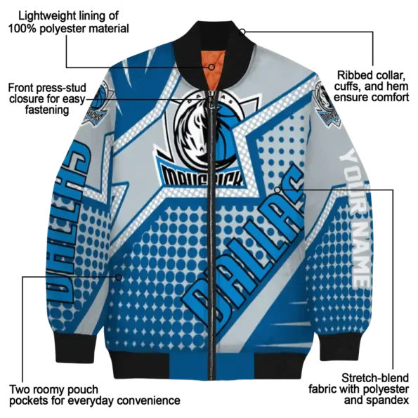 custom dallas mavericks star burst blue bomber jacket new arrival