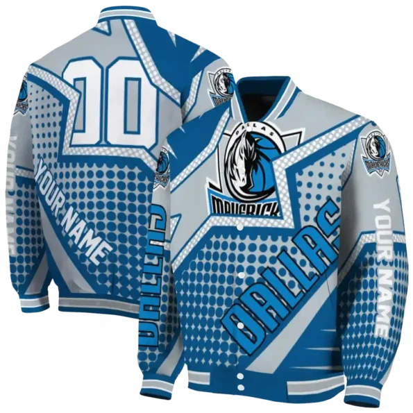 custom dallas mavericks star burst blue varsity jacket fashion forward.webp