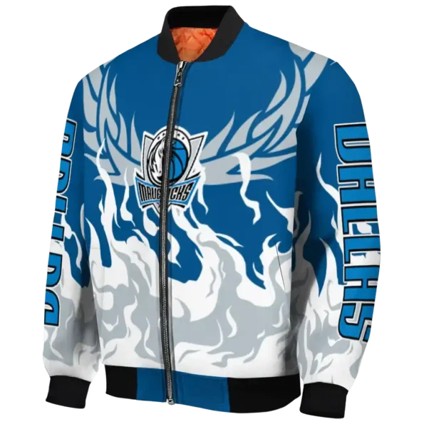 custom dallas mavericks winged blaze blue white bomber jacket best selling