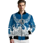 custom dallas mavericks winged blaze blue white bomber jacket best selling