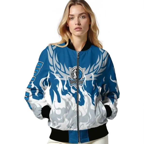 custom dallas mavericks winged blaze blue white bomber jacket latest model