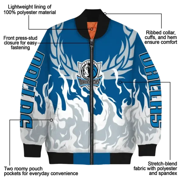 custom dallas mavericks winged blaze blue white bomber jacket new arrival