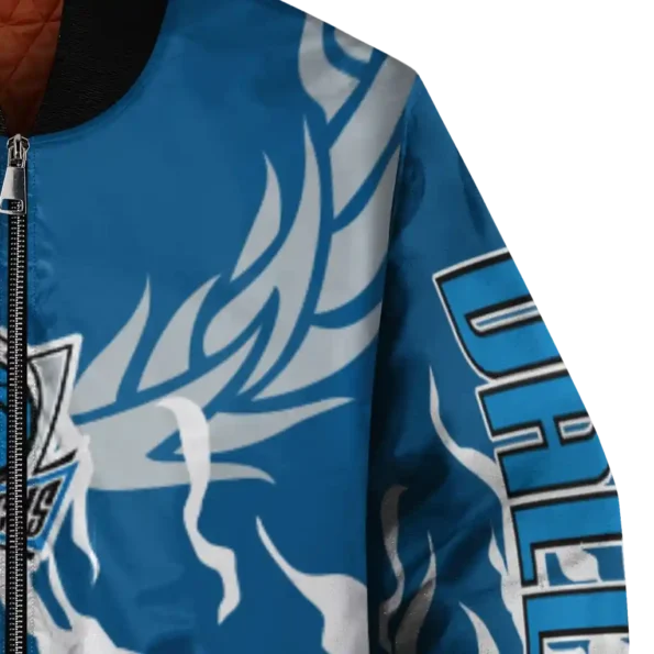 custom dallas mavericks winged blaze blue white bomber jacket premium grade