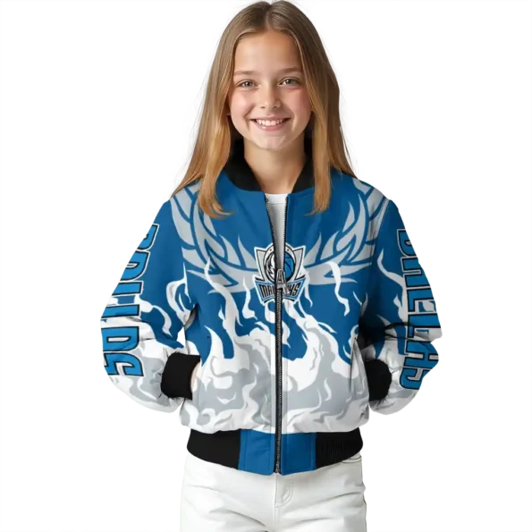 custom dallas mavericks winged blaze blue white bomber jacket top rated