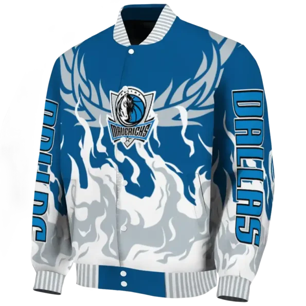 custom dallas mavericks winged blaze blue white varsity jacket best selling.webp
