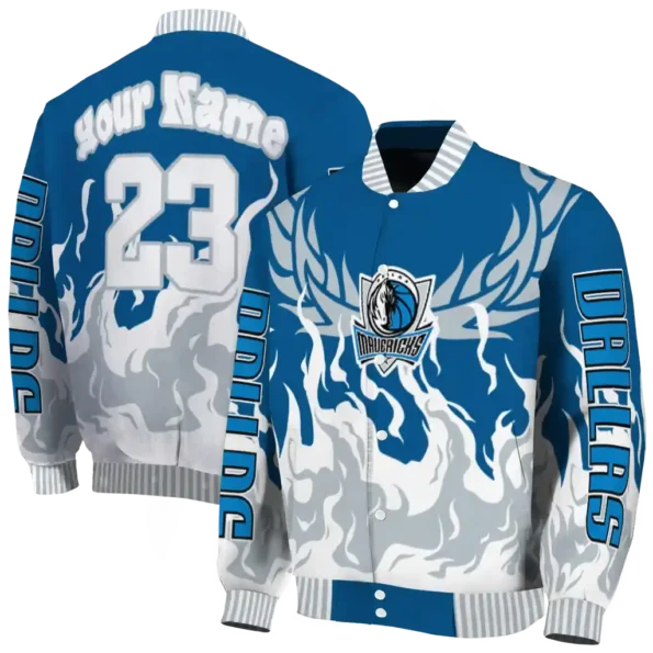 custom dallas mavericks winged blaze blue white varsity jacket fashion forward.webp