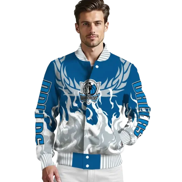 custom dallas mavericks winged blaze blue white varsity jacket high quality.webp