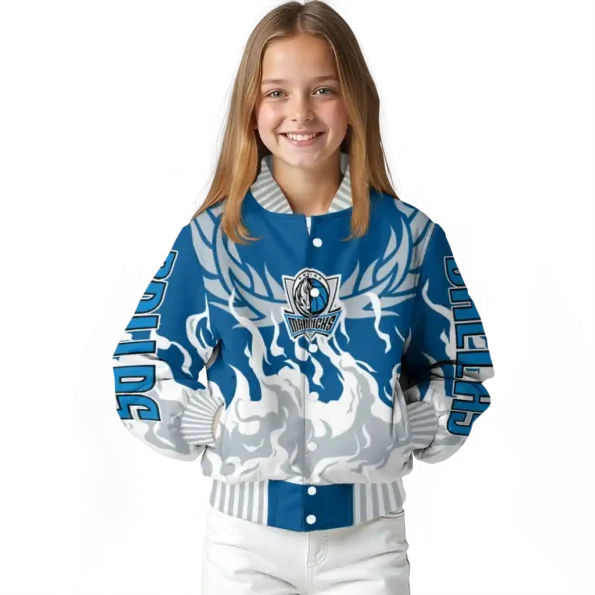 custom dallas mavericks winged blaze blue white varsity jacket top rated.webp