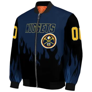 custom denver nuggets flame border blue black bomber jacket best selling