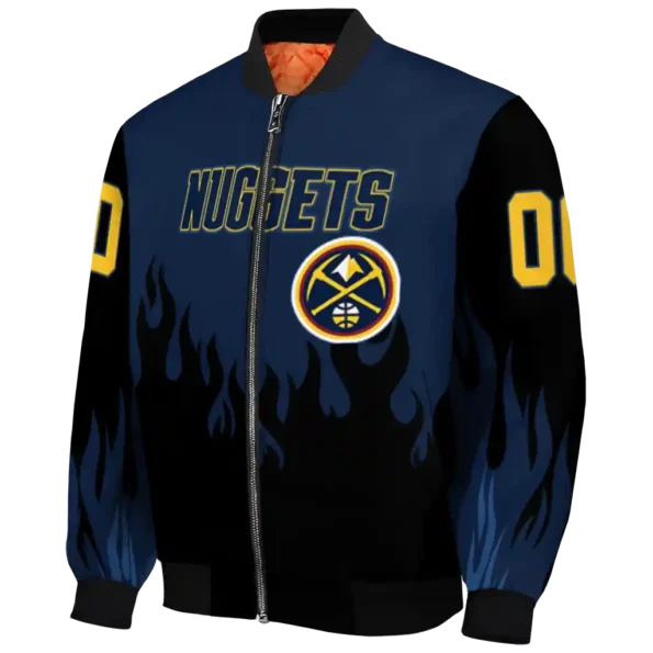 custom denver nuggets flame border blue black bomber jacket best selling