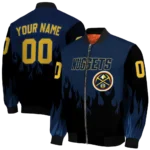 custom denver nuggets flame border blue black bomber jacket best selling