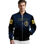 custom denver nuggets flame border blue black bomber jacket best selling