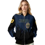 custom denver nuggets flame border blue black bomber jacket best selling