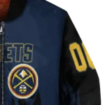 custom denver nuggets flame border blue black bomber jacket best selling