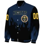 custom denver nuggets flame border blue black varsity jacket best selling.webp