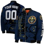 custom denver nuggets hexagon cluster blue black bomber jacket best selling