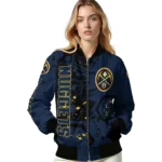 custom denver nuggets hexagon cluster blue black bomber jacket best selling