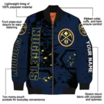 custom denver nuggets hexagon cluster blue black bomber jacket best selling