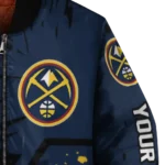 custom denver nuggets hexagon cluster blue black bomber jacket best selling