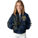 custom denver nuggets hexagon cluster blue black bomber jacket best selling