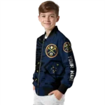 custom denver nuggets hexagon cluster blue black bomber jacket best selling