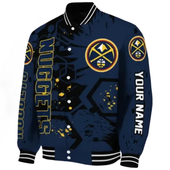 custom denver nuggets hexagon cluster blue black varsity jacket best selling.webp