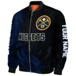 custom denver nuggets hexagon mesh blue black bomber jacket best selling