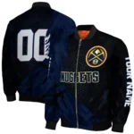 custom denver nuggets hexagon mesh blue black bomber jacket best selling
