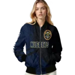 custom denver nuggets hexagon mesh blue black bomber jacket best selling