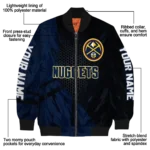 custom denver nuggets hexagon mesh blue black bomber jacket best selling