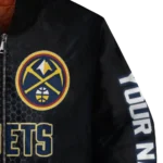 custom denver nuggets hexagon mesh blue black bomber jacket best selling
