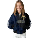 custom denver nuggets hexagon mesh blue black bomber jacket best selling