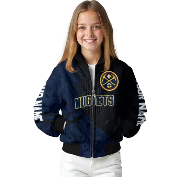 custom denver nuggets hexagon mesh blue black bomber jacket top rated