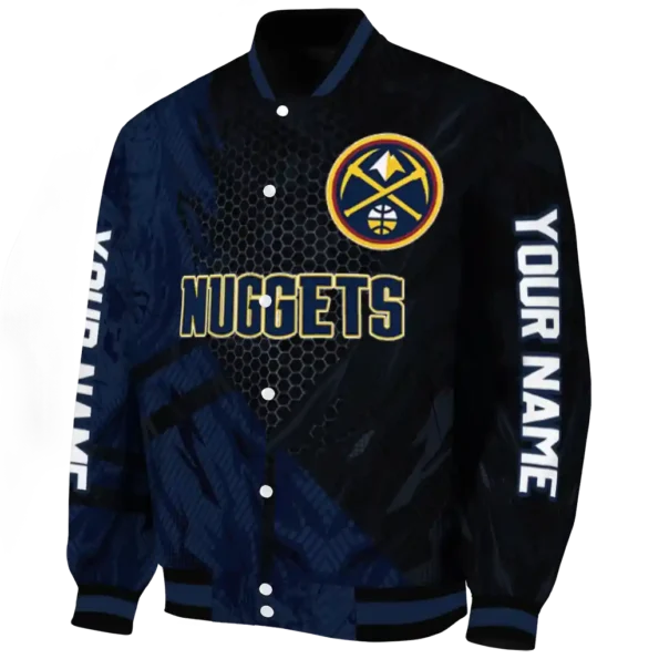custom denver nuggets hexagon mesh blue black varsity jacket best selling.webp