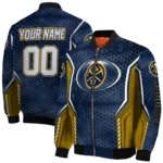 custom denver nuggets power plate blue bomber jacket best selling