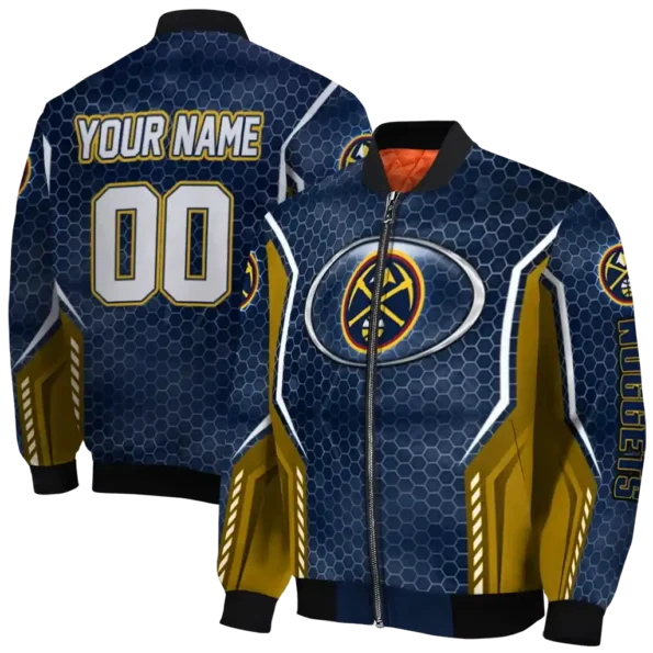 custom denver nuggets power plate blue bomber jacket fashion forward